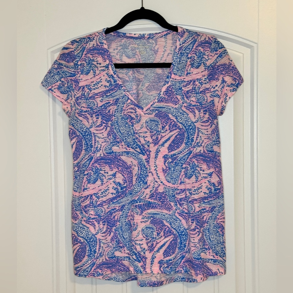 Lilly Pulitzer Pink and Blue Short Sleeve Top